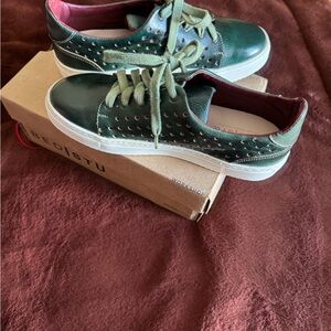 BED|STU Green Leather Sneakers with White Soles